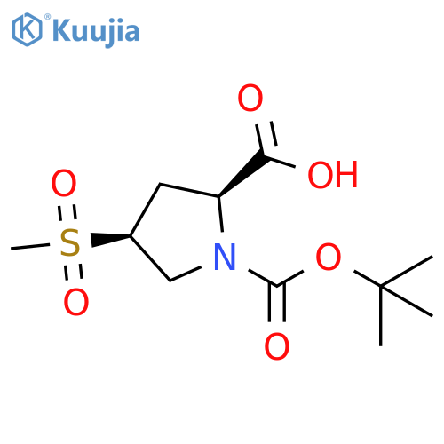 (2S,4S)-1-tert-butoxycarbonyl-4-methylsulfonyl-pyrrolidine-2-carboxylic acid structure