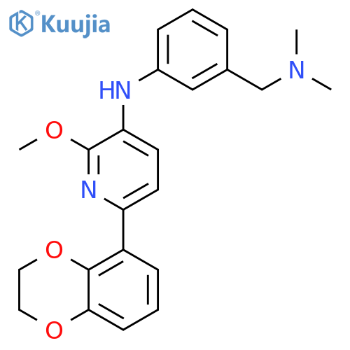 6-(2,3-dihydro-1,4-benzodioxin-5-yl)-N-[3-[(dimethylamino)methyl]phenyl]-2-methoxy-pyridin-3-amine structure