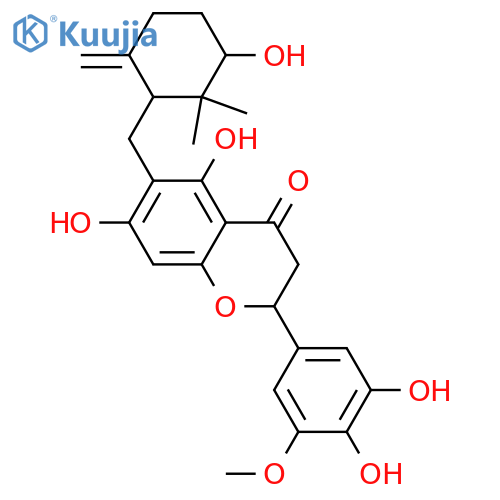 3',4',5,7-Tetrahydroxy-6-[(2,2-dimethyl-6-methylenecyclohexyl)methyl]flavanone; 5'-Methoxy, 3''ξ-hydroxy structure
