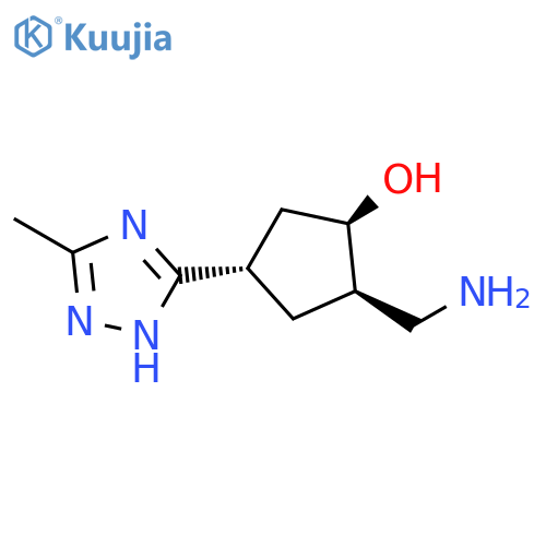 Cyclopentanol, 2-(aminomethyl)-4-(3-methyl-1H-1,2,4-triazol-5-yl)-, (1R,2R,4S)-rel- structure