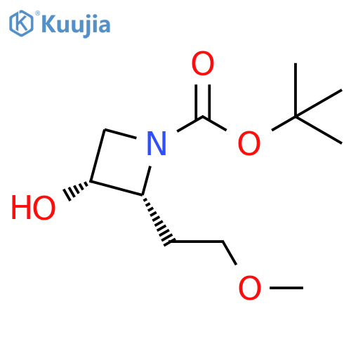 rac-tert-butyl (2R,3R)-3-hydroxy-2-(2-methoxyethyl)azetidine-1-carboxylate structure