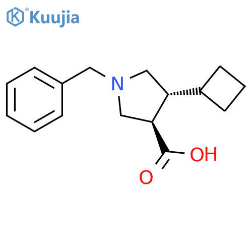 rac-(3R,4R)-1-benzyl-4-cyclobutylpyrrolidine-3-carboxylic acid structure