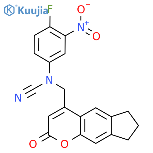 4-{[cyano(4-fluoro-3-nitrophenyl)amino]methyl}-2H,6H,7H,8H-cyclopenta[g]chromen-2-one structure