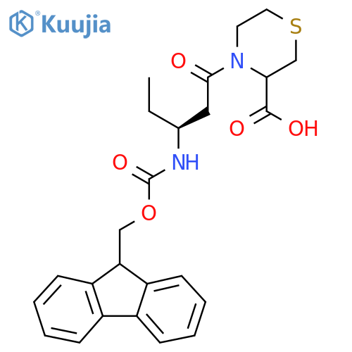 4-(3S)-3-({(9H-fluoren-9-yl)methoxycarbonyl}amino)pentanoylthiomorpholine-3-carboxylic acid structure