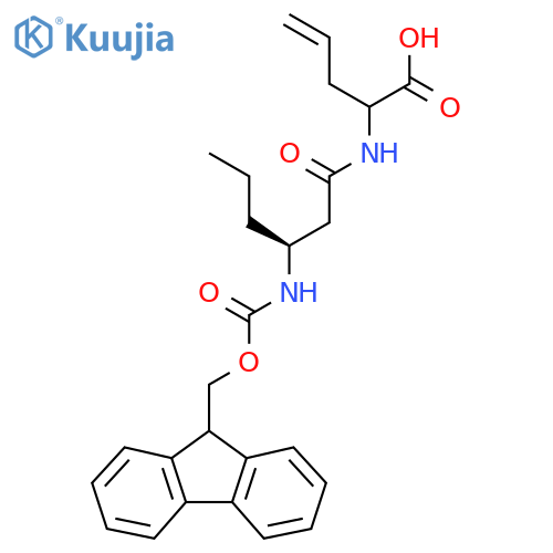 2-(3S)-3-({(9H-fluoren-9-yl)methoxycarbonyl}amino)hexanamidopent-4-enoic acid structure
