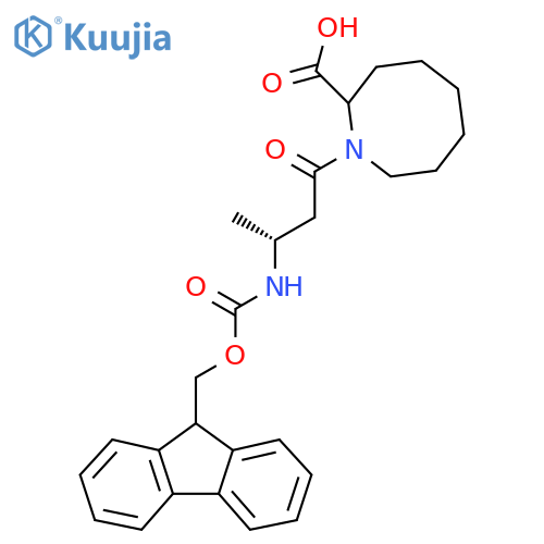 1-(3R)-3-({(9H-fluoren-9-yl)methoxycarbonyl}amino)butanoylazocane-2-carboxylic acid structure