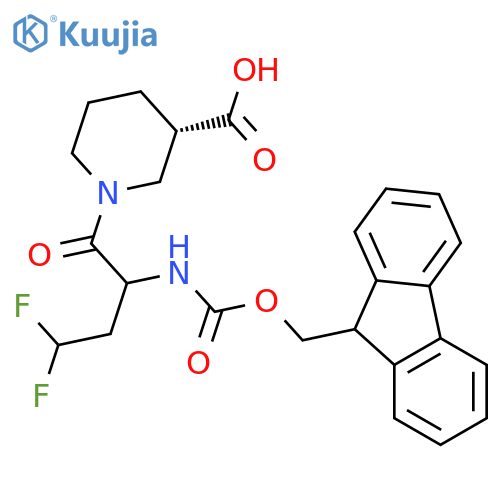 (3S)-1-2-({(9H-fluoren-9-yl)methoxycarbonyl}amino)-4,4-difluorobutanoylpiperidine-3-carboxylic acid structure