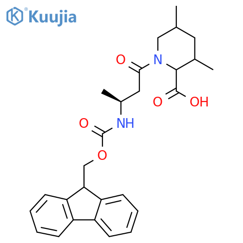 1-(3S)-3-({(9H-fluoren-9-yl)methoxycarbonyl}amino)butanoyl-3,5-dimethylpiperidine-2-carboxylic acid structure