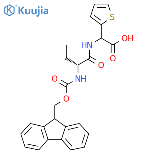2-(2R)-2-({(9H-fluoren-9-yl)methoxycarbonyl}amino)butanamido-2-(thiophen-2-yl)acetic acid structure