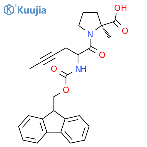 (2S)-1-2-({(9H-fluoren-9-yl)methoxycarbonyl}amino)hex-4-ynoyl-2-methylpyrrolidine-2-carboxylic acid structure