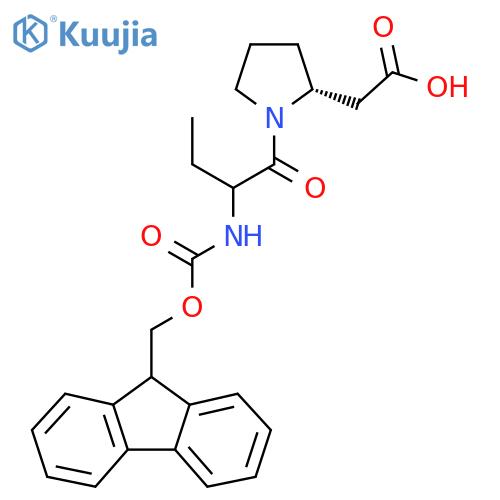 2-(2R)-1-2-({(9H-fluoren-9-yl)methoxycarbonyl}amino)butanoylpyrrolidin-2-ylacetic acid structure