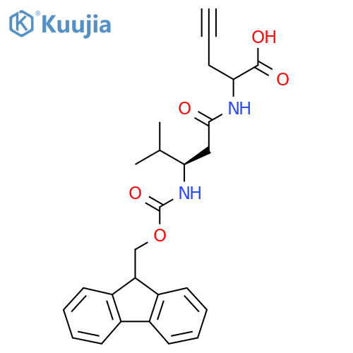 2-(3R)-3-({(9H-fluoren-9-yl)methoxycarbonyl}amino)-4-methylpentanamidopent-4-ynoic acid structure