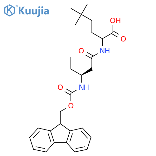 2-(3S)-3-({(9H-fluoren-9-yl)methoxycarbonyl}amino)pentanamido-5,5-dimethylhexanoic acid structure