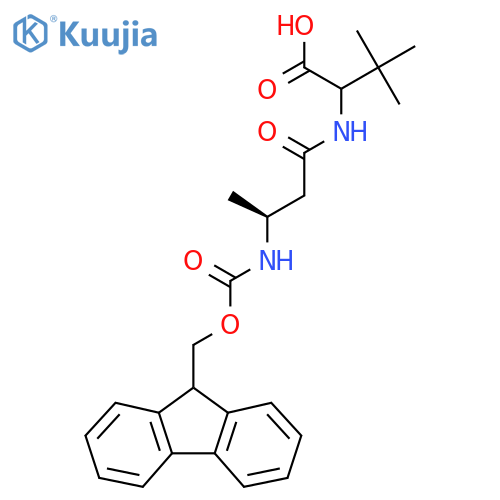 2-(3S)-3-({(9H-fluoren-9-yl)methoxycarbonyl}amino)butanamido-3,3-dimethylbutanoic acid structure