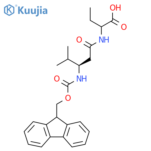 2-(3R)-3-({(9H-fluoren-9-yl)methoxycarbonyl}amino)-4-methylpentanamidobutanoic acid structure