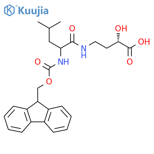 (2S)-4-2-({(9H-fluoren-9-yl)methoxycarbonyl}amino)-4-methylpentanamido-2-hydroxybutanoic acid structure
