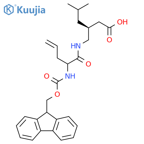 (3S)-3-{[2-({[(9H-fluoren-9-yl)methoxy]carbonyl}amino)pent-4-enamido]methyl}-5-methylhexanoic acid structure