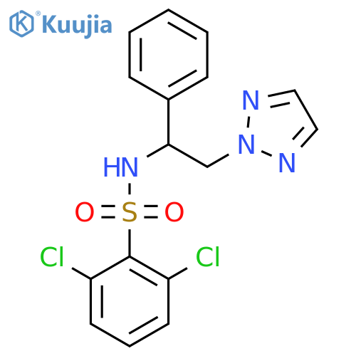 2,6-dichloro-N-1-phenyl-2-(2H-1,2,3-triazol-2-yl)ethylbenzene-1-sulfonamide structure