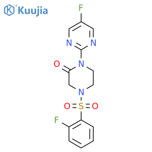 4-(2-fluorobenzenesulfonyl)-1-(5-fluoropyrimidin-2-yl)piperazin-2-one structure