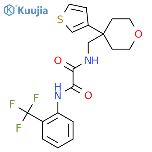 N'-{4-(thiophen-3-yl)oxan-4-ylmethyl}-N-2-(trifluoromethyl)phenylethanediamide structure