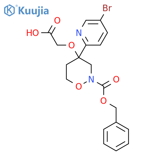 2-({2-[(Benzyloxy)carbonyl]-4-(5-bromopyridin-2-yl)-1,2-oxazinan-4-yl}oxy)acetic acid structure