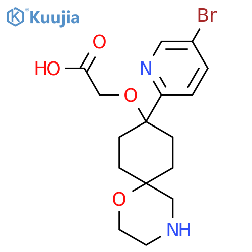 2-{[9-(5-Bromopyridin-2-yl)-1-oxa-4-azaspiro[5.5]undecan-9-yl]oxy}acetic acid structure