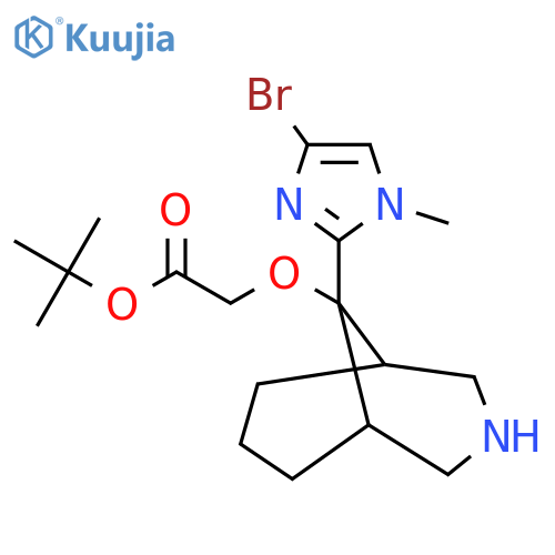 tert-butyl 2-{[9-(4-bromo-1-methyl-1H-imidazol-2-yl)-3-azabicyclo[3.3.1]nonan-9-yl]oxy}acetate structure