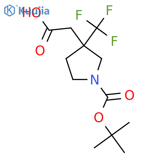 2-{1-[(Tert-butoxy)carbonyl]-3-(trifluoromethyl)pyrrolidin-3-yl}acetic acid structure