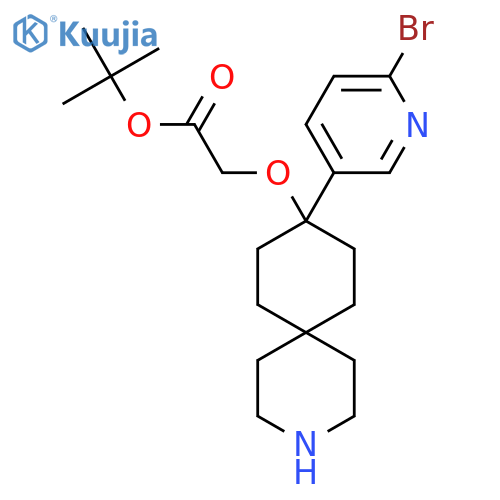 Tert-butyl 2-{[9-(6-bromopyridin-3-yl)-3-azaspiro[5.5]undecan-9-yl]oxy}acetate structure