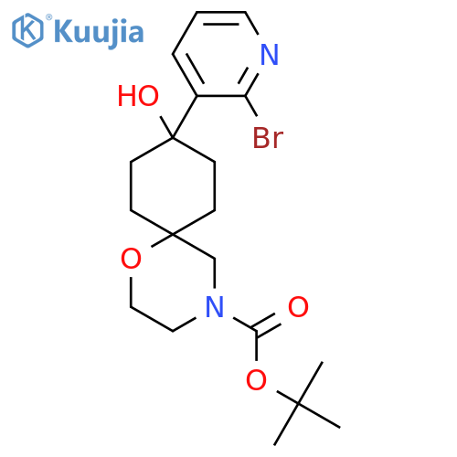 Tert-butyl 9-(2-bromopyridin-3-yl)-9-hydroxy-1-oxa-4-azaspiro[5.5]undecane-4-carboxylate structure