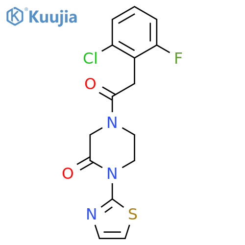 4-2-(2-chloro-6-fluorophenyl)acetyl-1-(1,3-thiazol-2-yl)piperazin-2-one structure