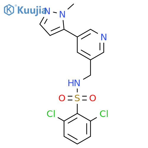 2,6-dichloro-N-{5-(1-methyl-1H-pyrazol-5-yl)pyridin-3-ylmethyl}benzene-1-sulfonamide structure