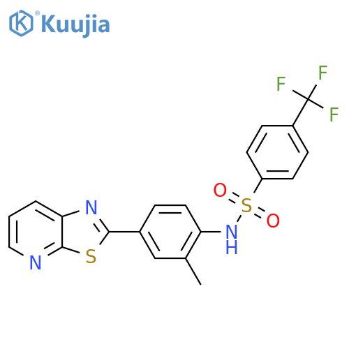 N-(2-methyl-4-{1,3thiazolo5,4-bpyridin-2-yl}phenyl)-4-(trifluoromethyl)benzene-1-sulfonamide structure