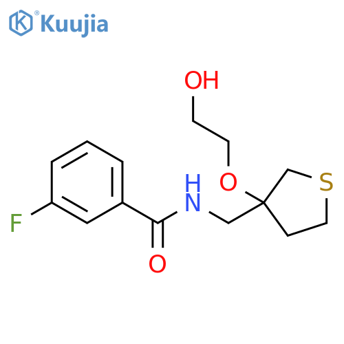 3-fluoro-N-{3-(2-hydroxyethoxy)thiolan-3-ylmethyl}benzamide structure