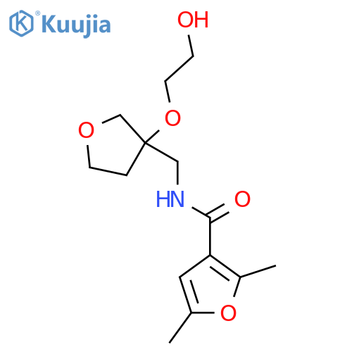 N-{3-(2-hydroxyethoxy)oxolan-3-ylmethyl}-2,5-dimethylfuran-3-carboxamide structure