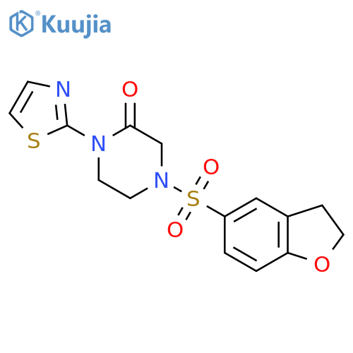 4-(2,3-dihydro-1-benzofuran-5-sulfonyl)-1-(1,3-thiazol-2-yl)piperazin-2-one structure