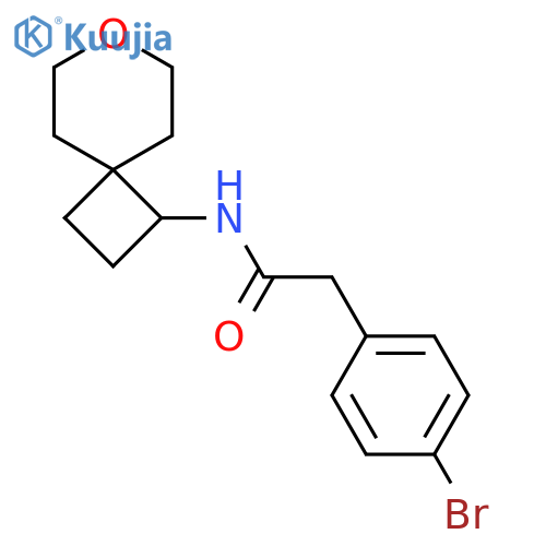 2-(4-bromophenyl)-N-{7-oxaspiro3.5nonan-1-yl}acetamide structure