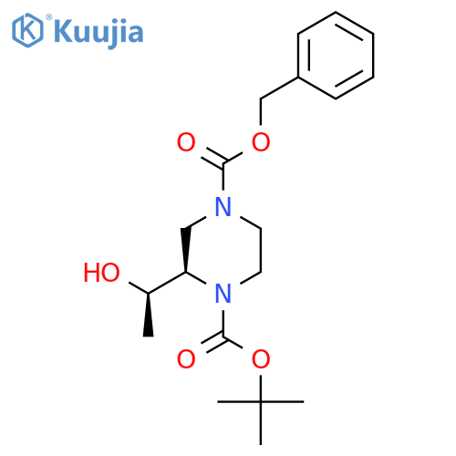 4-Benzyl 1-(tert-butyl) (r)-2-((r)-1-hydroxyethyl)piperazine-1,4-dicarboxylate structure
