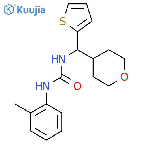 3-(2-methylphenyl)-1-(oxan-4-yl)(thiophen-2-yl)methylurea structure