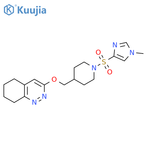 3-({1-(1-methyl-1H-imidazol-4-yl)sulfonylpiperidin-4-yl}methoxy)-5,6,7,8-tetrahydrocinnoline structure