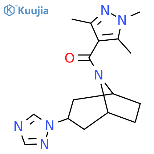 3-(1H-1,2,4-triazol-1-yl)-8-(1,3,5-trimethyl-1H-pyrazole-4-carbonyl)-8-azabicyclo3.2.1octane structure