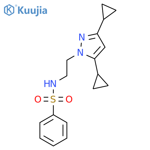 N-[2-(3,5-dicyclopropyl-1H-pyrazol-1-yl)ethyl]benzenesulfonamide structure