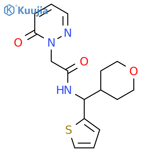 N-(oxan-4-yl)(thiophen-2-yl)methyl-2-(6-oxo-1,6-dihydropyridazin-1-yl)acetamide structure