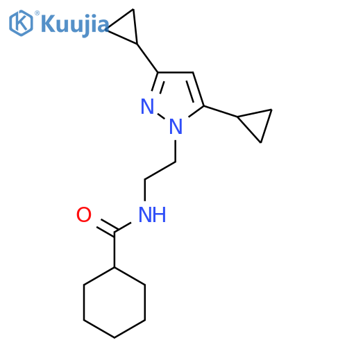 N-2-(3,5-dicyclopropyl-1H-pyrazol-1-yl)ethylcyclohexanecarboxamide structure