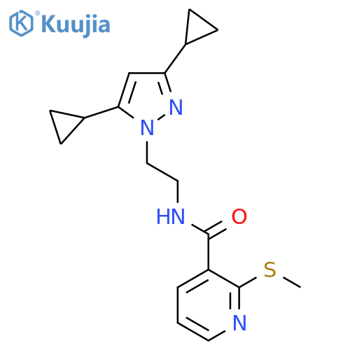 N-2-(3,5-dicyclopropyl-1H-pyrazol-1-yl)ethyl-2-(methylsulfanyl)pyridine-3-carboxamide structure