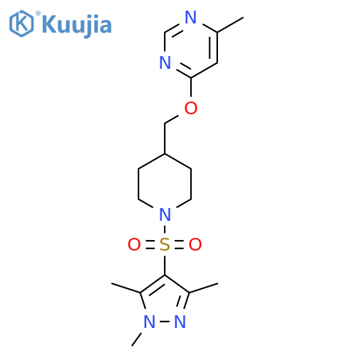 4-methyl-6-({1-(1,3,5-trimethyl-1H-pyrazol-4-yl)sulfonylpiperidin-4-yl}methoxy)pyrimidine structure