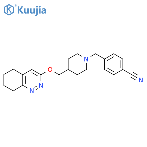 4-({4-(5,6,7,8-tetrahydrocinnolin-3-yloxy)methylpiperidin-1-yl}methyl)benzonitrile structure