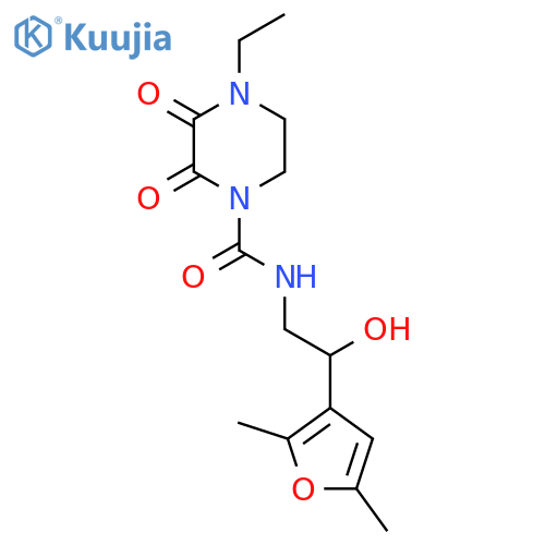 N-[2-(2,5-dimethylfuran-3-yl)-2-hydroxyethyl]-4-ethyl-2,3-dioxopiperazine-1-carboxamide structure