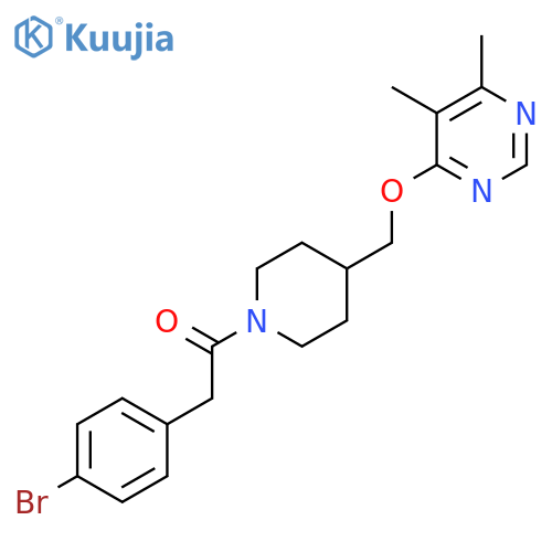 2-(4-bromophenyl)-1-(4-{(5,6-dimethylpyrimidin-4-yl)oxymethyl}piperidin-1-yl)ethan-1-one structure