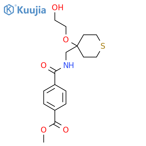 methyl 4-({4-(2-hydroxyethoxy)thian-4-ylmethyl}carbamoyl)benzoate structure